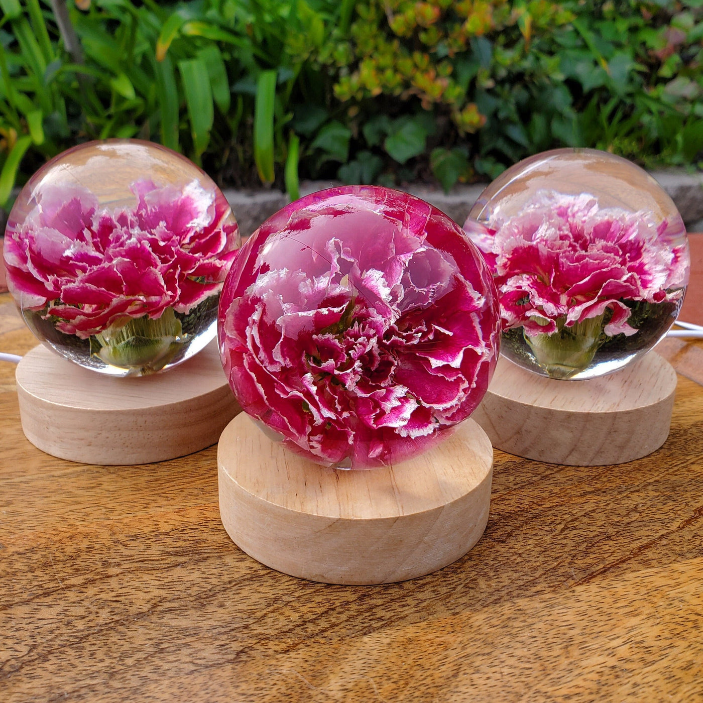 Pink Carnation Resin Sphere