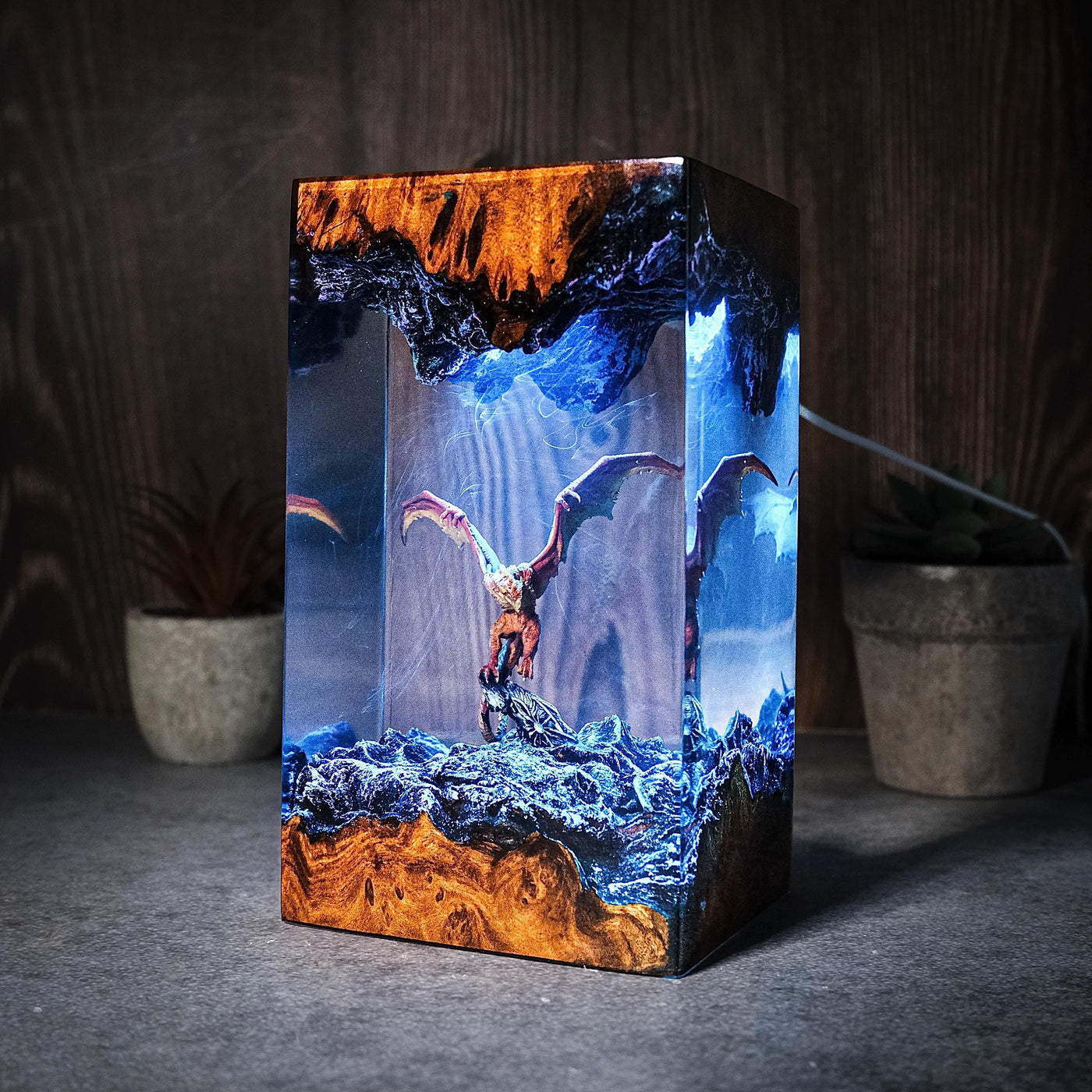 Fire Dragon Diorama Resin Lamp