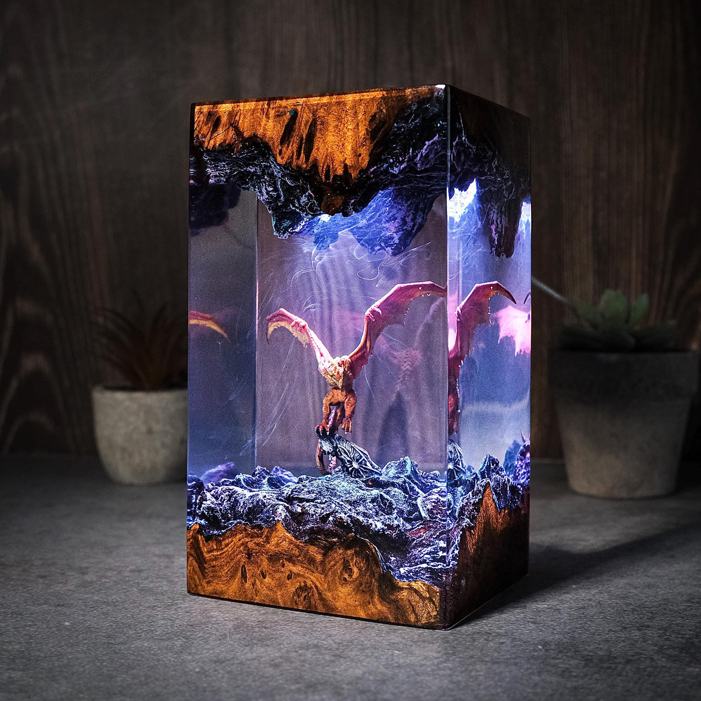 Fire Dragon Diorama Resin Lamp