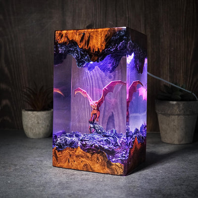 Fire Dragon Diorama Resin Lamp