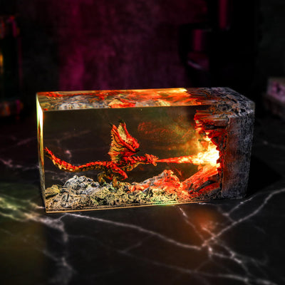 Cuboid Fire Breathing Dragon Night Light