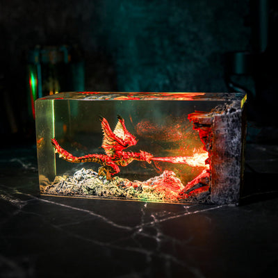 Cuboid Fire Breathing Dragon Night Light