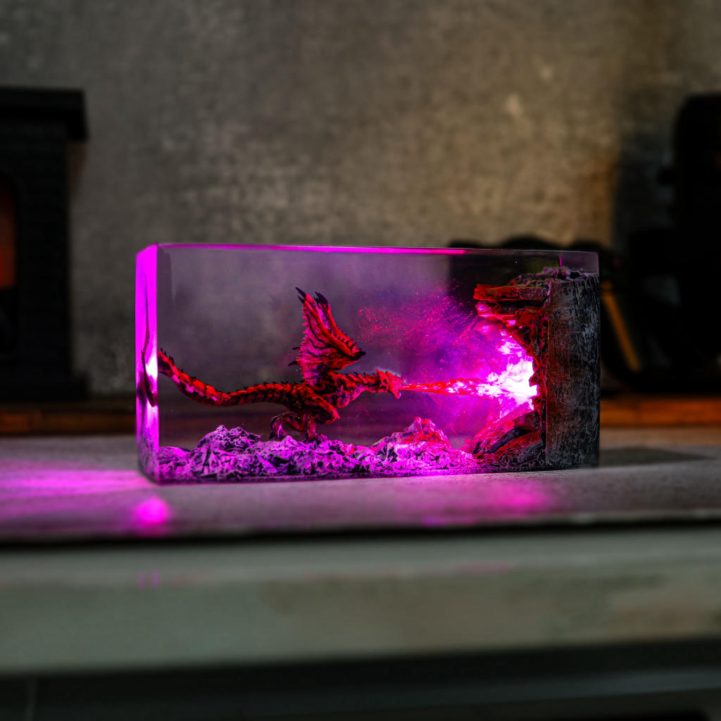 Cuboid Fire Breathing Dragon Night Light