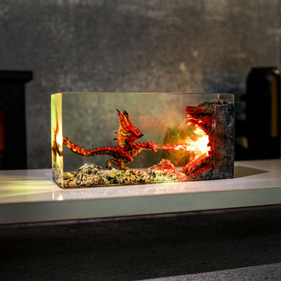 Cuboid Fire Breathing Dragon Night Light
