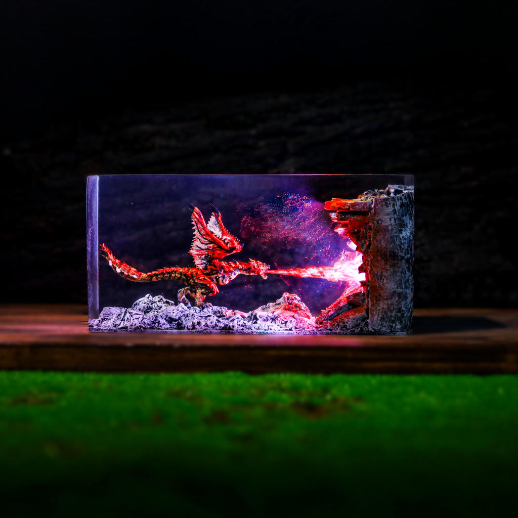 Cuboid Fire Breathing Dragon Night Light