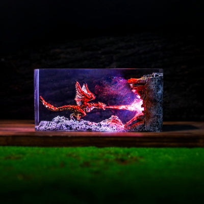 Cuboid Fire Breathing Dragon Night Light
