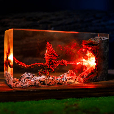 Cuboid Fire Breathing Dragon Night Light