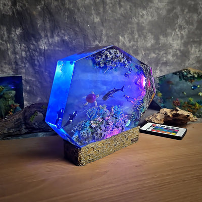 Divers Orca Turtle Whale Shark Coral Resin Lamp