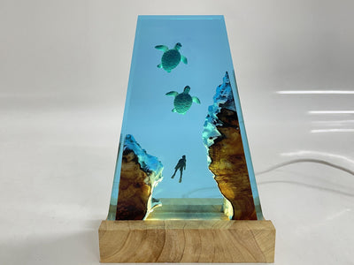 Sea Turtle Resin Lamp Handmade Art(OR)