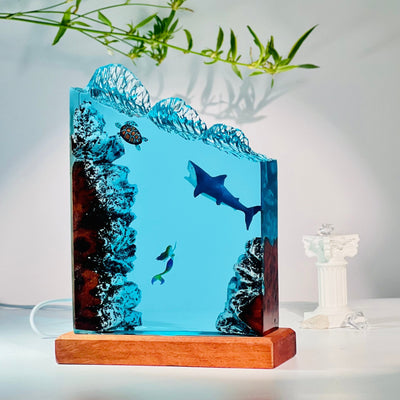 Hammerhead Shark and Diver Resin Night Light(OR)