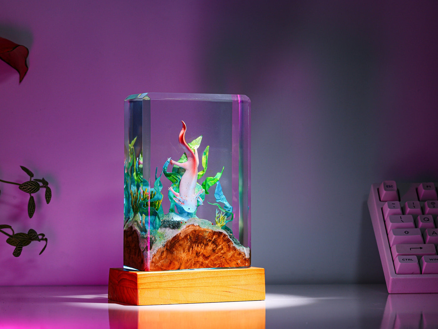 Axolotl Epoxy Resin Lamp