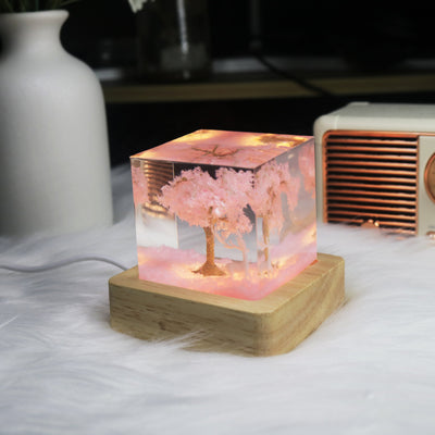 Sakura Scene Square Resin Night Light