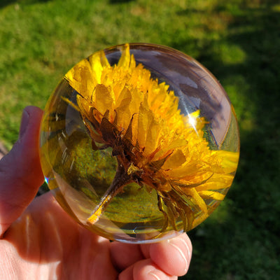 Sunflower Resin Sphere with Light Base