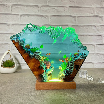 Jellyfish Epoxy Resin Wood Lamp(OR)