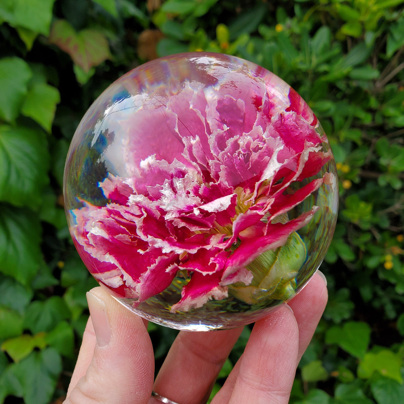 Pink Carnation Resin Sphere