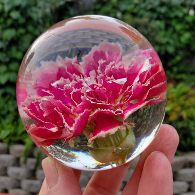 Pink Carnation Resin Sphere