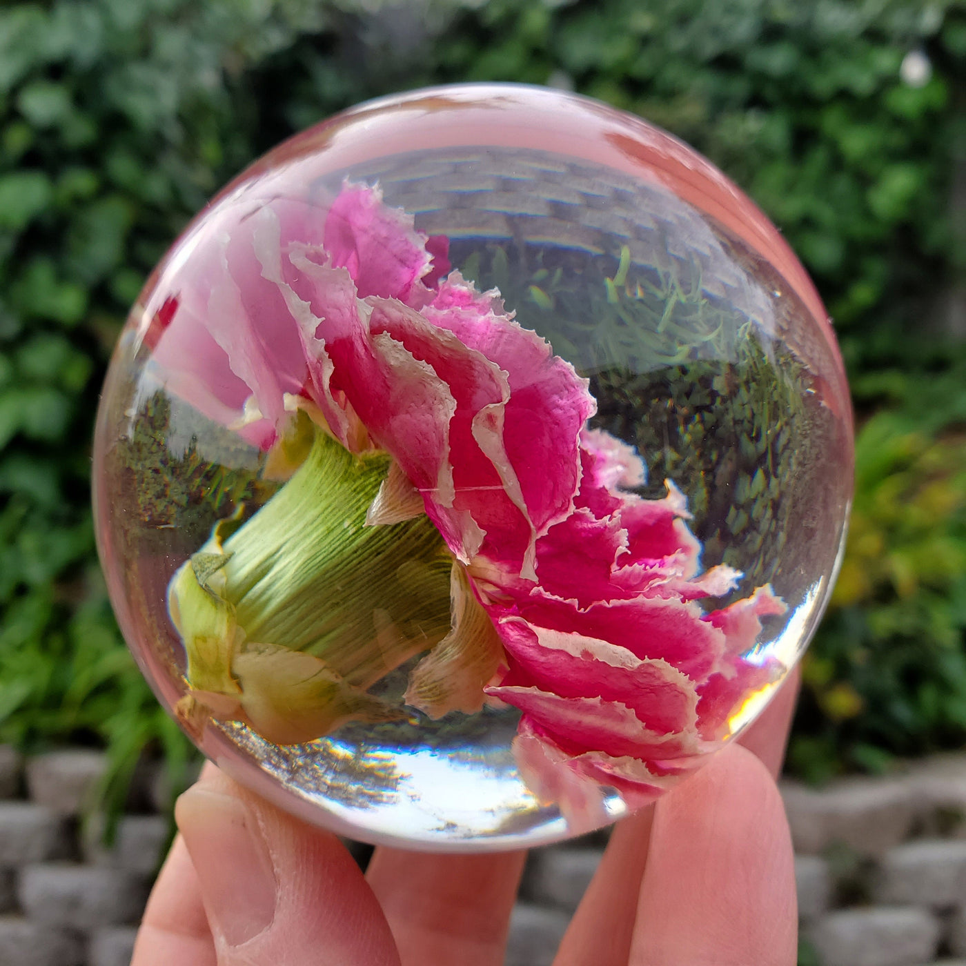 Pink Carnation Resin Sphere