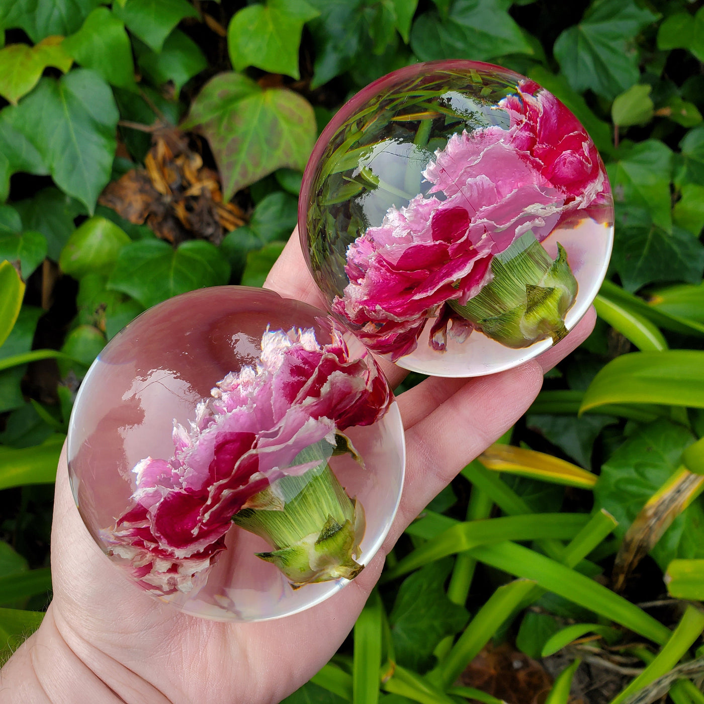 Pink Carnation Resin Sphere