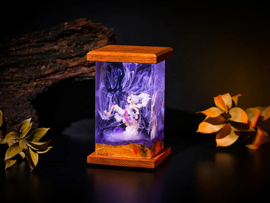 Gear 5 Luffy Epoxy Resin Wood Lamp
