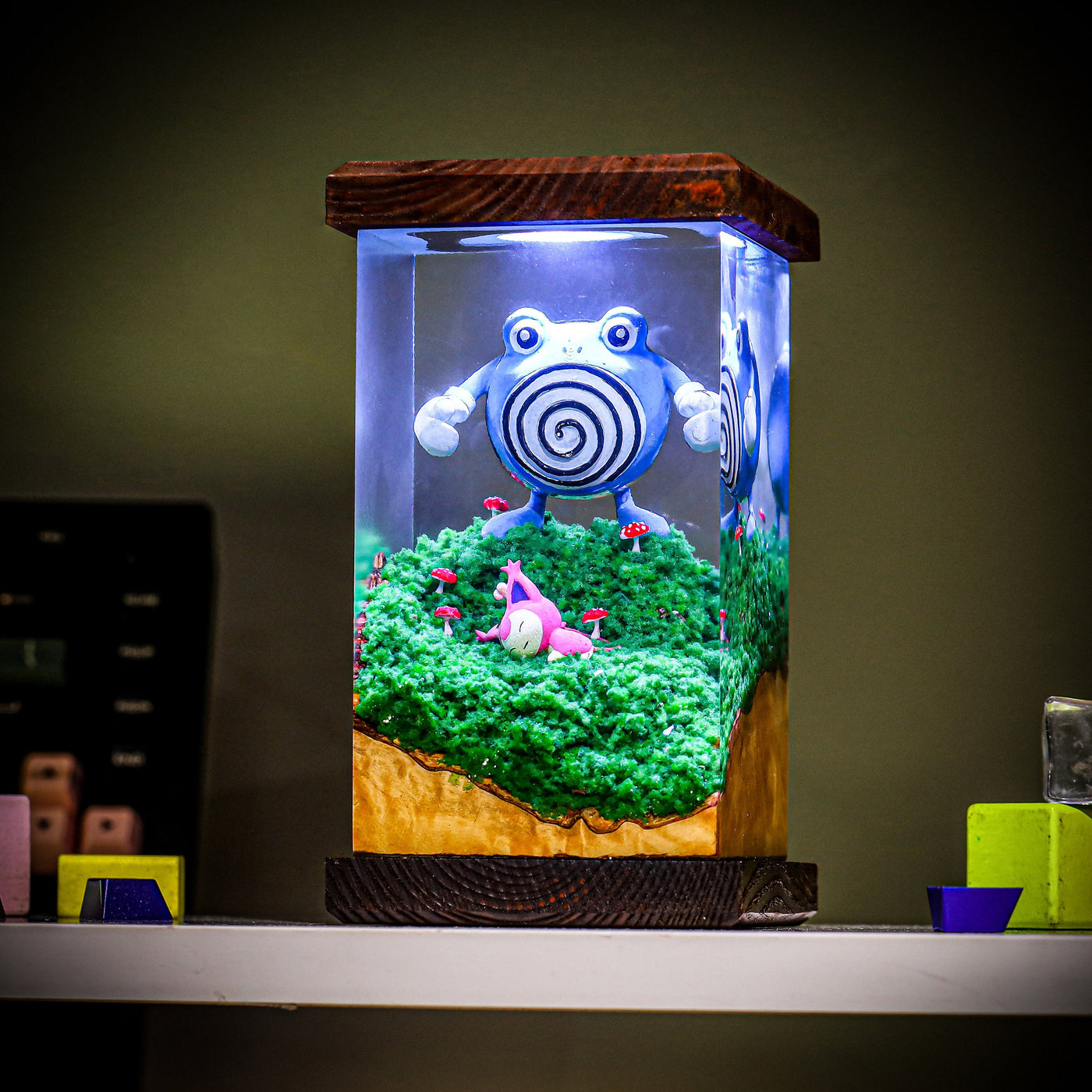 Poliwhirl and Skitty PO.KEMON Epoxy Lamp