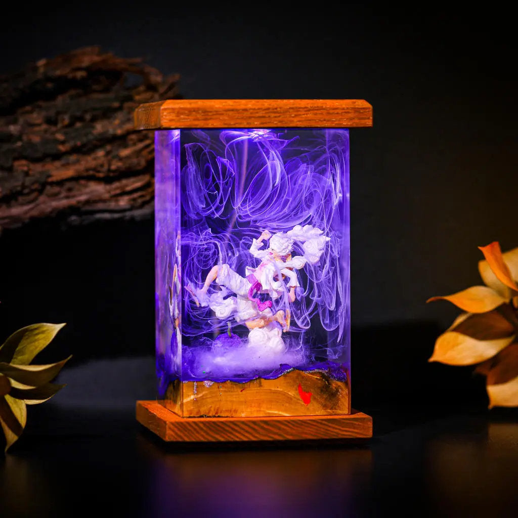 Gear 5 Lu.ffy Epoxy Resin Wood Lamp