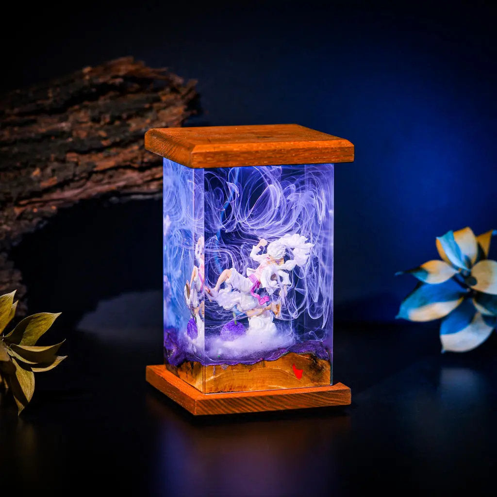 Gear 5 Luffy Epoxy Resin Wood Lamp