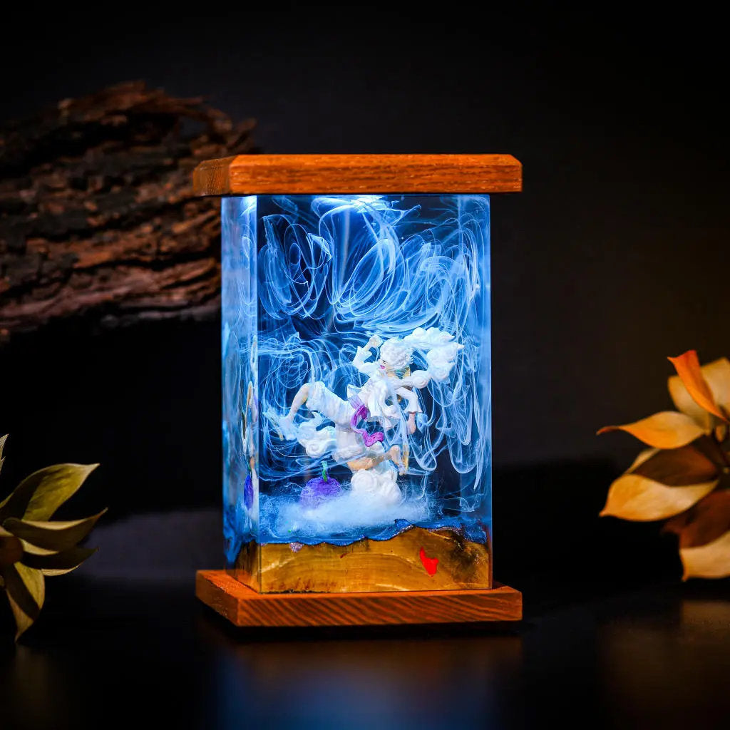 Gear 5 Lu.ffy Epoxy Resin Wood Lamp